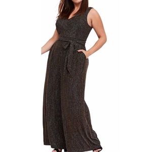 Torrid Black & Gold Stripe Jumpsuit Size 1 Plus